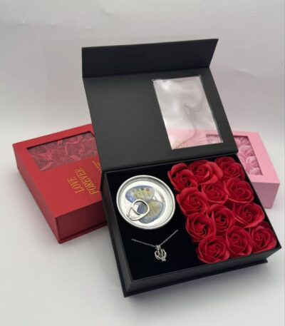 red rose & oyster gold pearl necklace luxury gift box