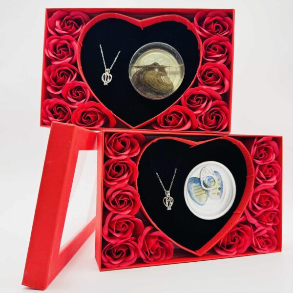 red rose & oyster gold pearl necklace