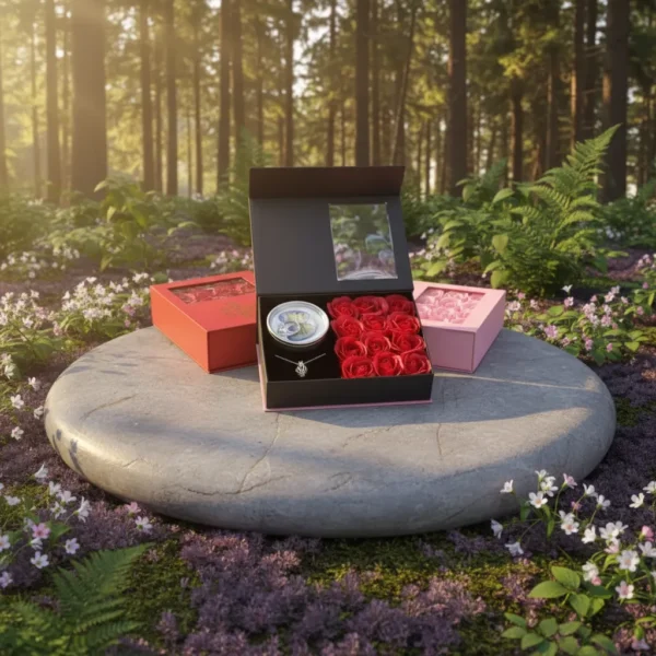 love forever black pearl necklace with rose nature