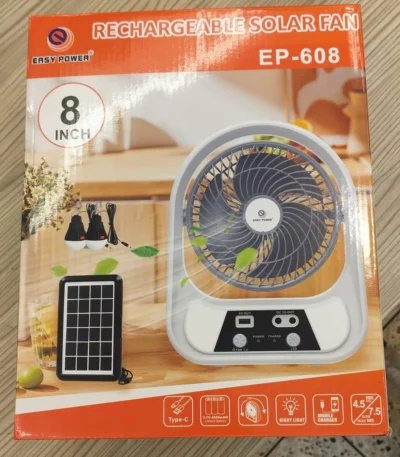 rechargeable solar fan 608