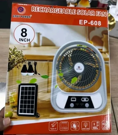 rechargeable solar fan 608