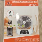 606 easy power 6" rechargeable solar fan | 3000mah battery & type c charging